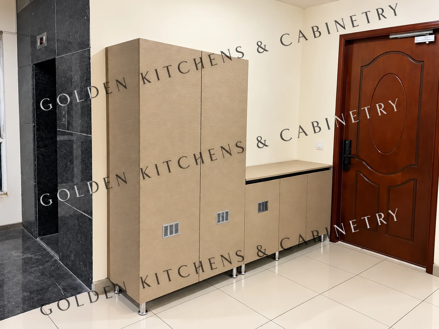 Entryway storage and shoe cabinetry
